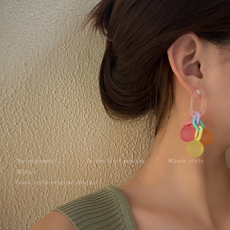 Colorful Bubble Gum ~ permen berwarna anting-anting panjang rumbai menyenangkan bola anting-anting i