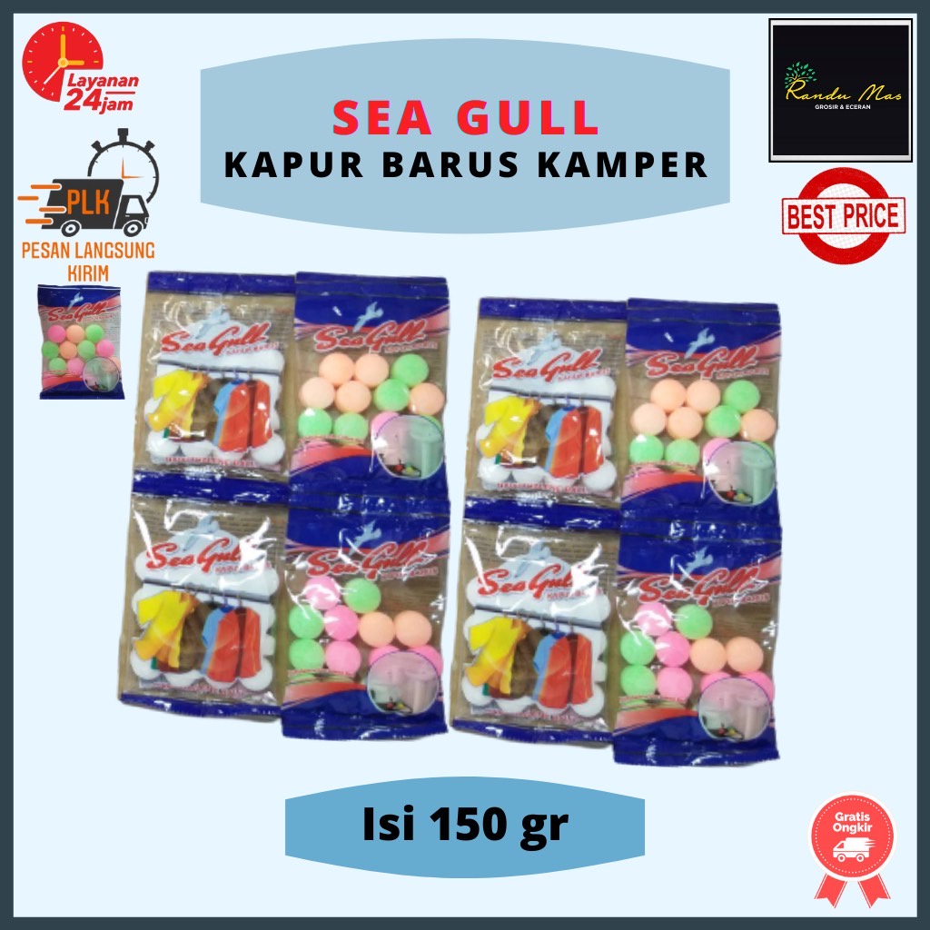 Kapur Barus Warna SeaGull 25 Gr Pengharum/Penghilang Bau Tidak Sedap Renceng Kemasan Ekonomis