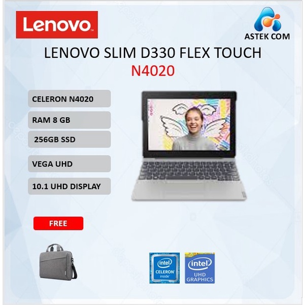 {MahesStore} Lenovo Slim D330 Flex TOUCH N4020 8GB 256GB W10Pro 10.1 GRY - 128GB Berkualitas