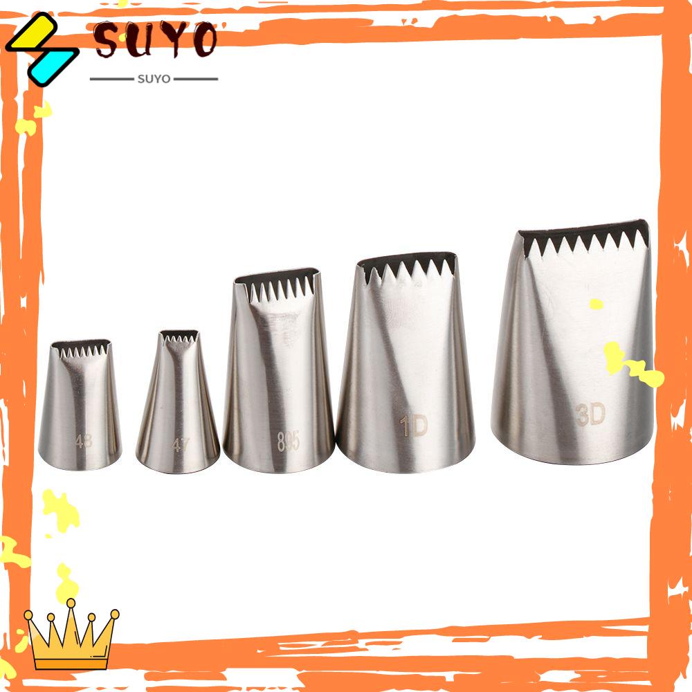 Suyo 5PCS / SET Spuit Piping Icing Bahan Stainless Steel Untuk Dekorasi Kue