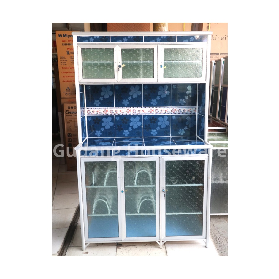 Rak Piring Super 3Pintu Rata Polos | Rak Piring Gambar | Rak piring Modern | Lemari Piring | Lemari 