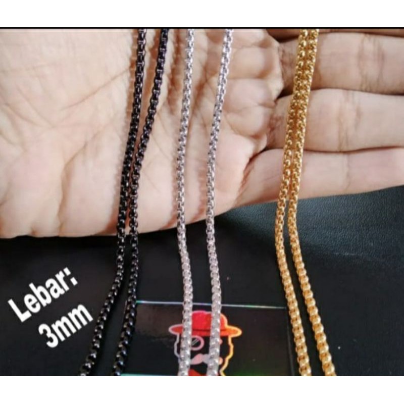 Kalung titanium rantai hitam pria-cowok&amp;cool original