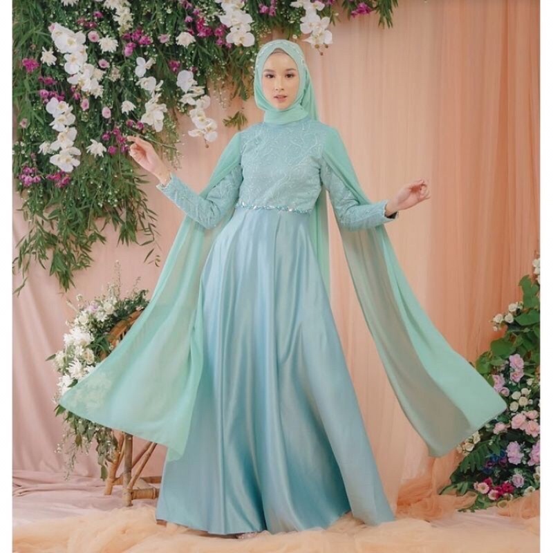 Dress premium Alesha dress Gamis brokat tile Gaun kondangan Dress kondangan Gaun bridesmaid Dress br
