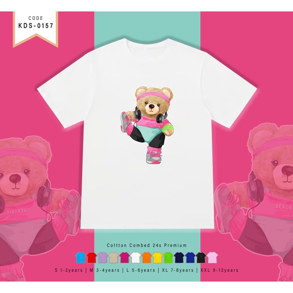 T-SHIRT / KAOS ANAK-ANAK TERMURAH BERGAMBAR BEAR SENAM - TERIMA CUSTOM KAOS KELUARGA