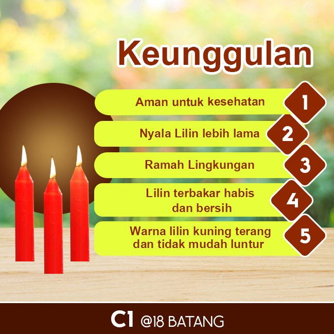 Lilin Batang Sembahyang Sukhavati C1 Merah