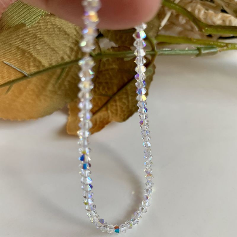 Kalung Manik Kristal Bening Simple Mewah Korean Style Import / Gelang Manik