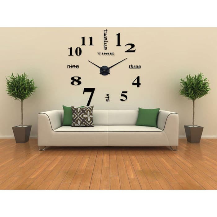 Jam Dinding Besar DIY Giant Clock Quartz 80-130cm HITAM -BR15