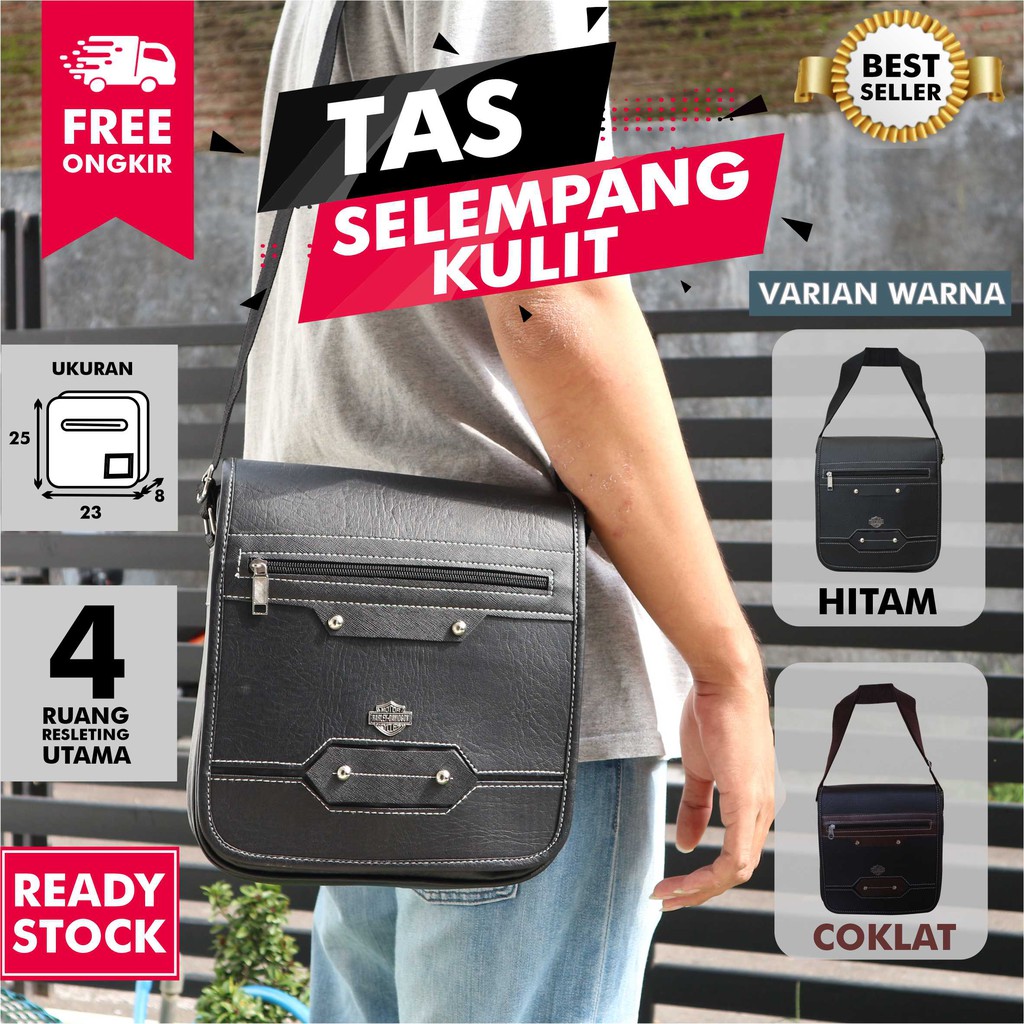 BEST SELLER !! Tas Selempang Kulit Pria Murah Slingbag Hangout Travelling Simple Elegant Berkualitas