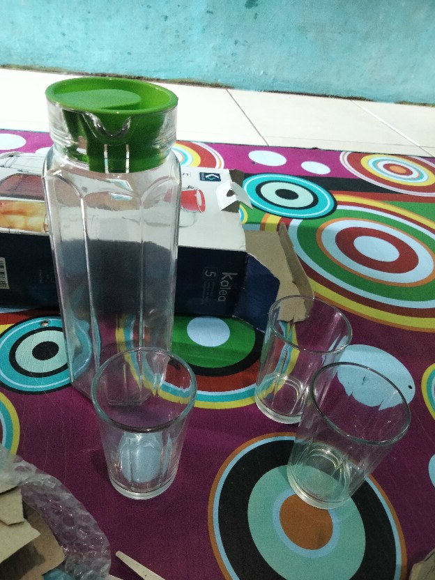 Drink Set Kaca 5 Buah Water Jug Picher Teko Air Minum