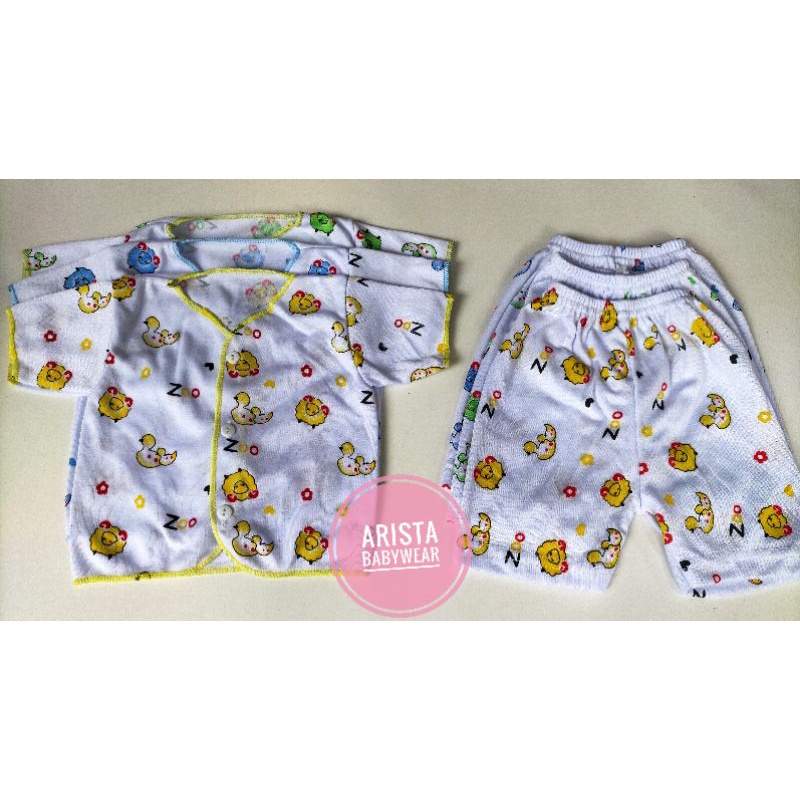 PAKET 18PCS/9STEL BAJU+CELANA BAYI PUTIH, MOTIF BEBEK