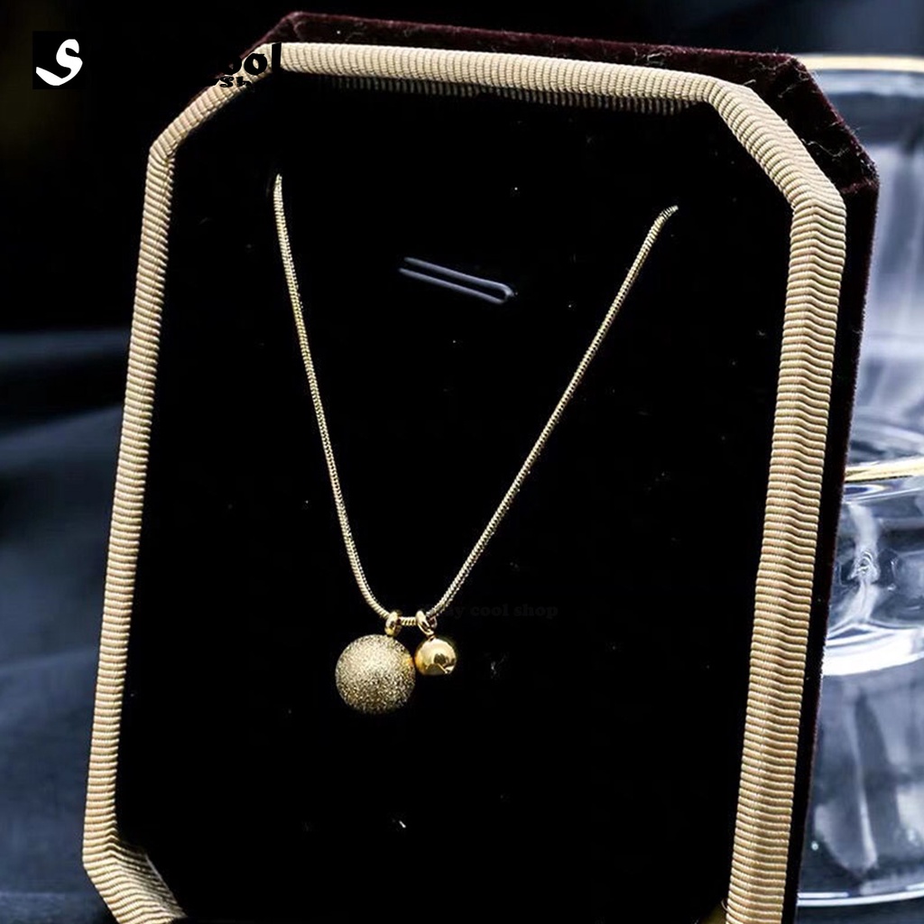 [ Bayar Ditempat ] Kalung Titanium Gold Anti Karat Liontin Bola Pasir Juntai / Accesories Wanita Kalung Korean Style Import / Kalung Titanium Asli Ori / Kalung Kupu Kupu Aesthetic