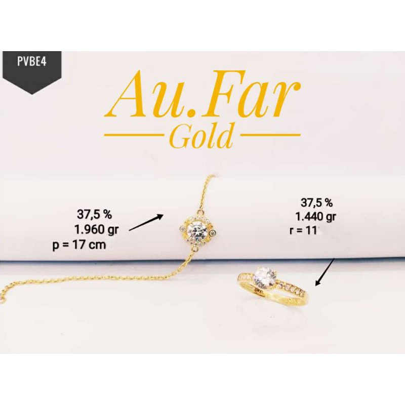 Fashion Akseaoris Wanita Perhiasan Gelang Emas Kadar 375 dan Cincin Emas Kadar 375
