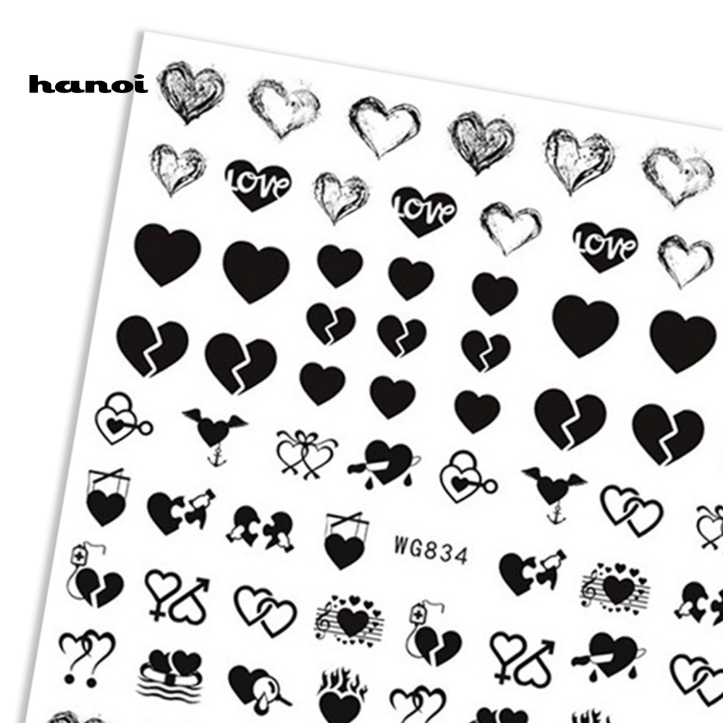 Han Stiker Kuku Foil Motif Hati / Valentine Untuk Nail Art