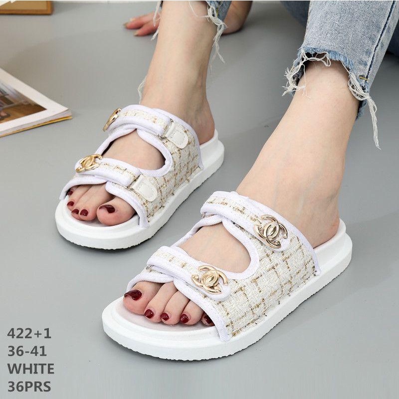 sandal wanita fashion import terbaru size 36-41 kode 422+1 White