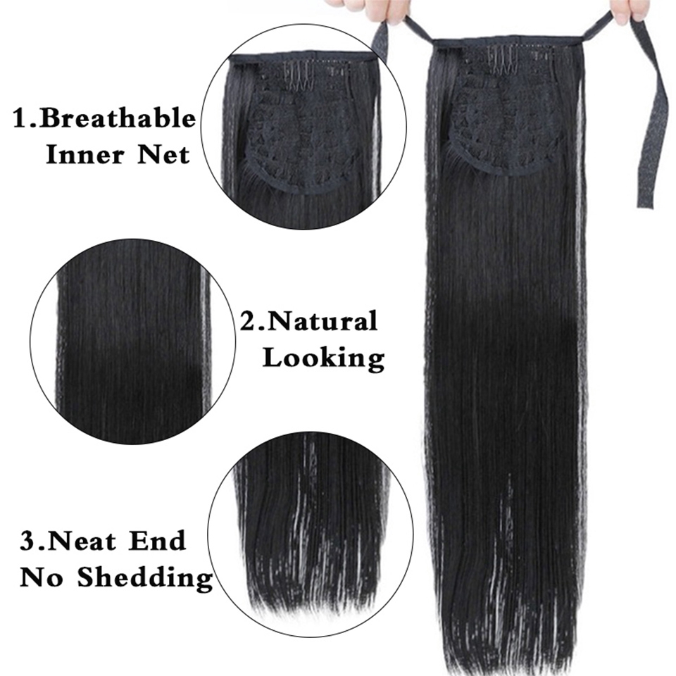 Super Long Straight Smooth Clip-in Synthetic Wig Ponytail/Heat Resistant Fake Hair/Black Brown Hair Ponytail Extended Headwear With Claw