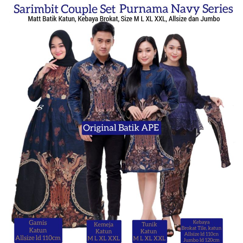 MAURA COUPLE SANIA RUFFLE BATIK SARIMBIT PURNAMA SERIES NAVY MAROON HIJAU TOSCA BROKAT JUMBO 120CM