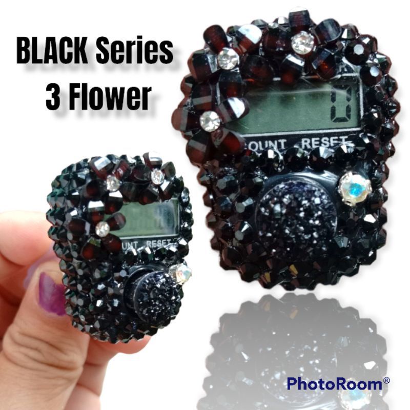 Tasbih Digital Cantik Mutiara Swarovski Hitam Black Series Termurah