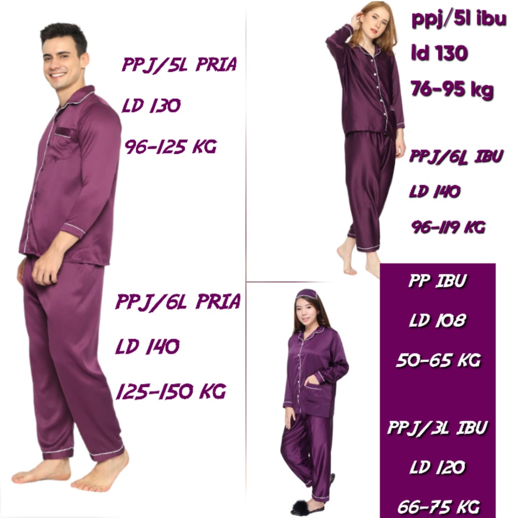 BAJU TIDUR LENGAN PANJANG PASANGAN/COUPLE JUMBO COWOK LD 130 140 DAN CEWEK DEWASA