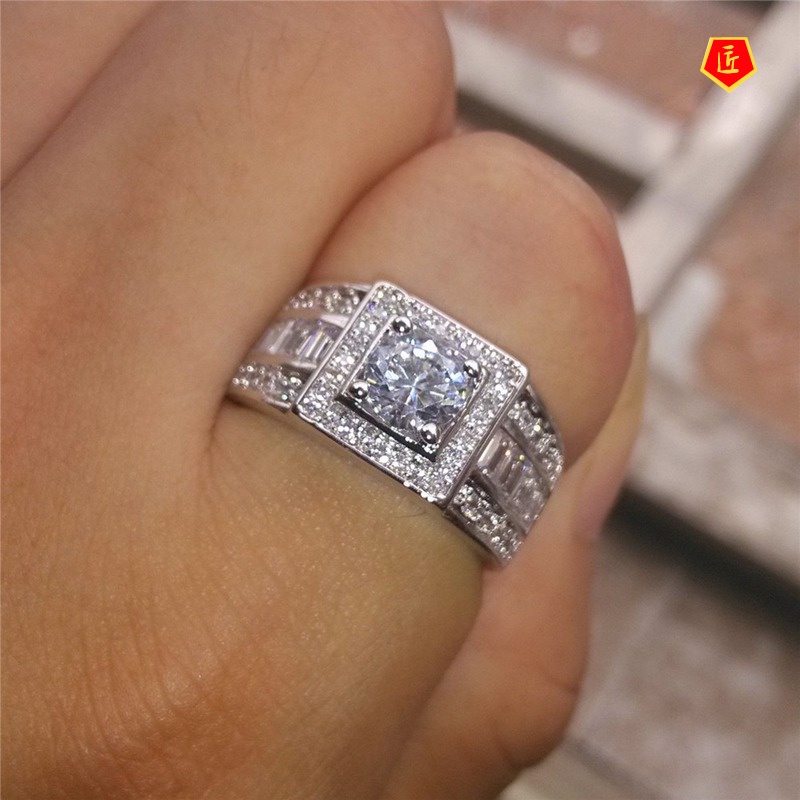 [Ready Stock]Fashion New 18K Platinum Diamond Ring Fashion