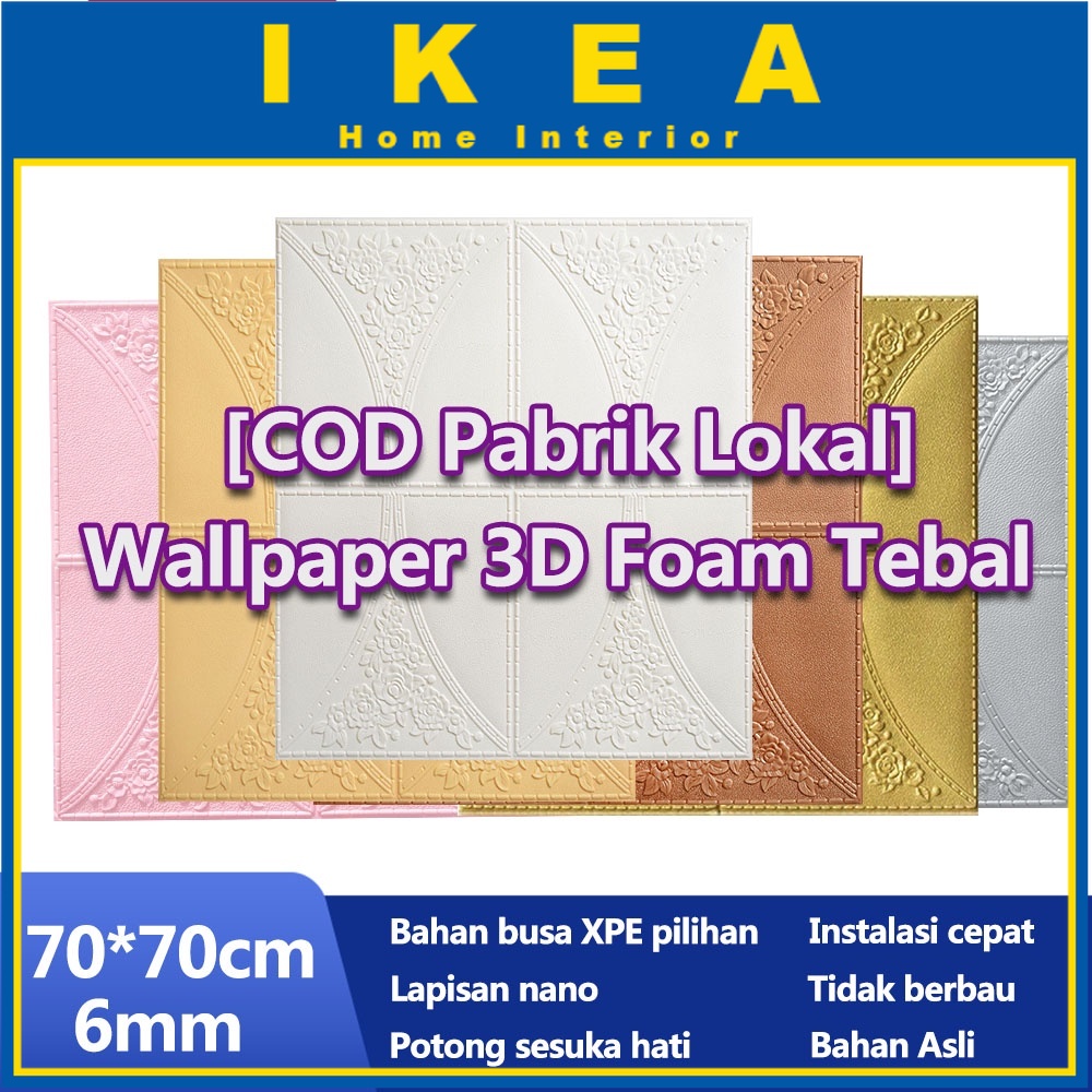[COD Beli 10 Gratis 1] L 70*70cm 4-6mm Tebal Wallpaper 3D Foam Wallpaper Dinding Batu Bata Stiker Di