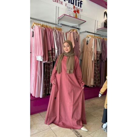 Gamis Premium Safiqa Rose by Mutif|Gamis Safiqa Peach|Gamis Katun lembut|Gamis Adem|Gamis bususi|Dre