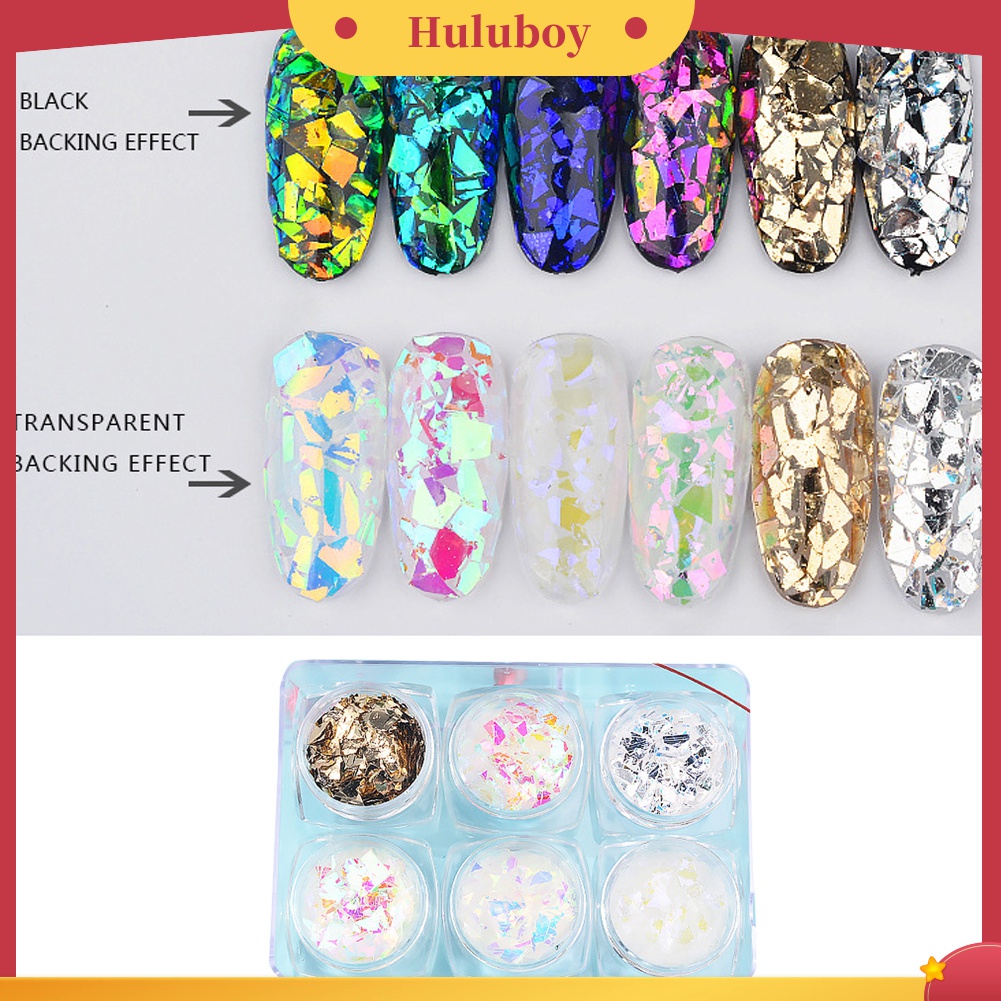 Huluboy Huluboy♡ Glitter Cellophane Asimetris Untuk Dekorasi Nail Art DIY