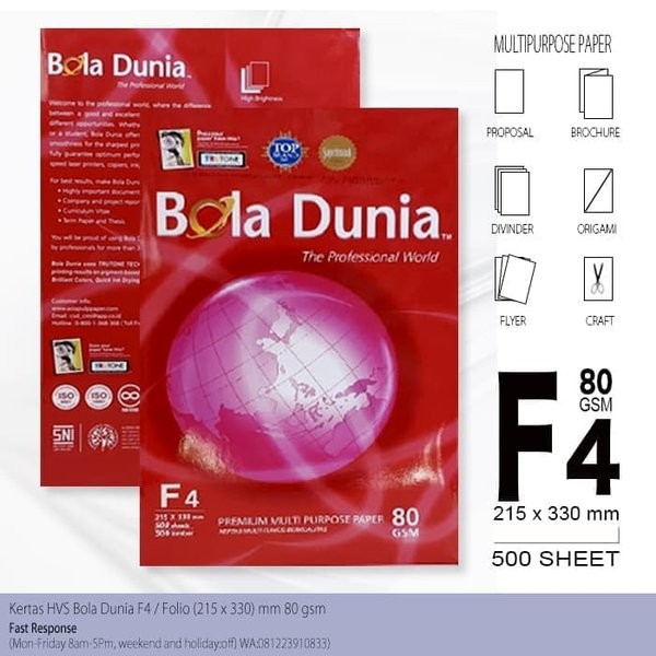 

Kertas F4 80 gram Bola Dunia (AIR 68)