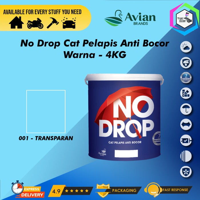 NO DROP 4KG/Galon Cat Pelapis Anti Bocor - 001 Transparan