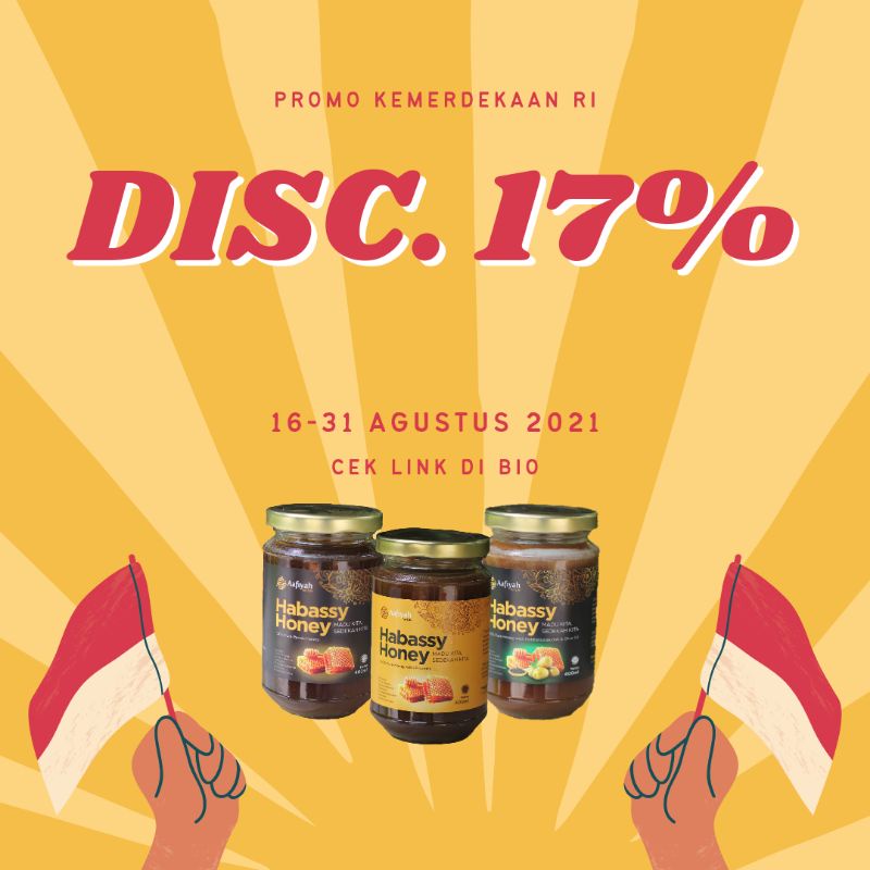 

Promo Kemerdekaan Bundling Madu Randu, Propolis, dan Habatussauda 3in1 Aafiyah Indonesia
