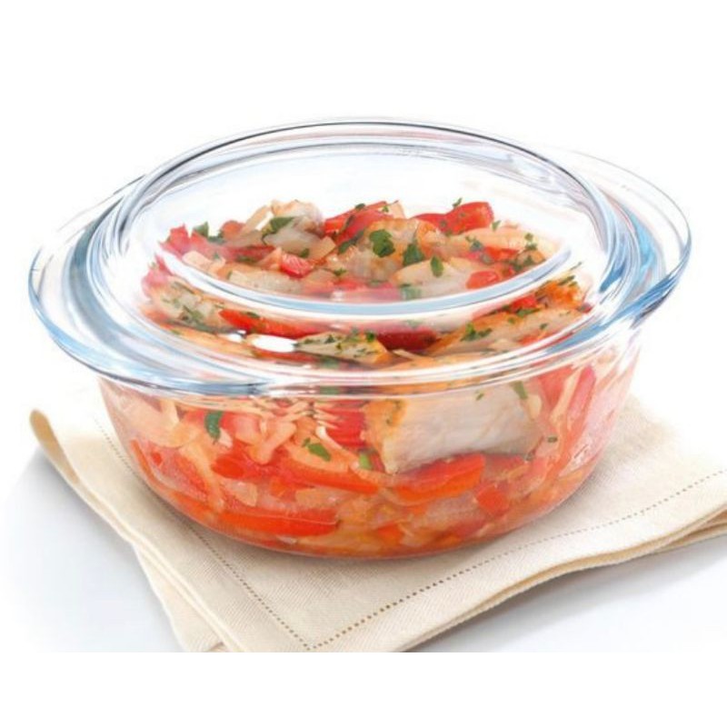Gorme Borosilicate Glass Round Casserole With Lid 1.5L