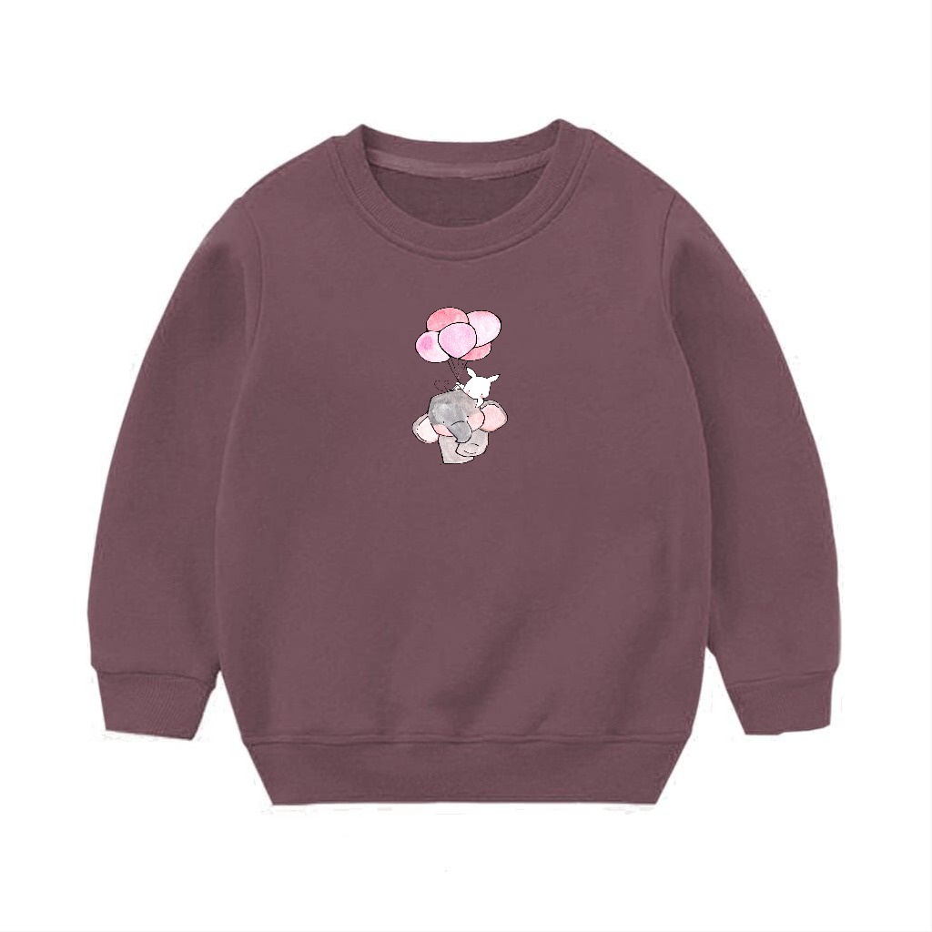 Crewneck sweater anak flece tebal unisex motif lucu terbaru perempuan dan laki laki