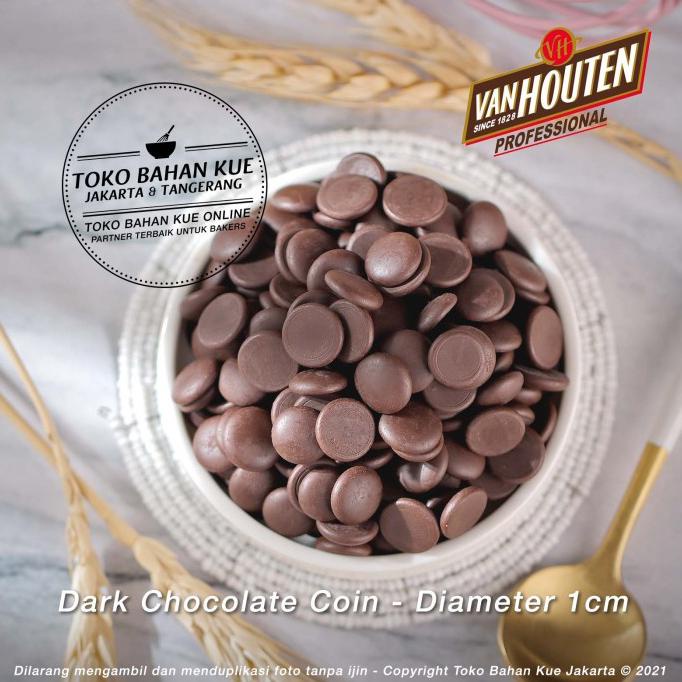 

Terlaris! Van Houten - Dark Couverture 70,4% Chocolate Coin 250Gr Cokelat