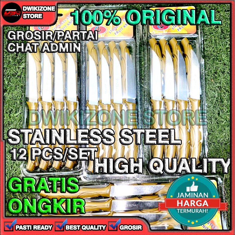 [GROSIR] PISAU BUAH STAINLESS STEEL 1 LUSIN 12 SET PCS 12PCS 12SET KUALITAS TERBAIK TAHAN KARAT