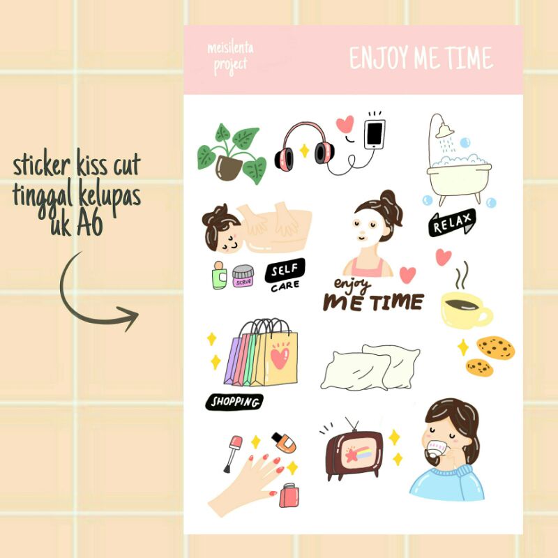 

ME TIME - STICKER DECO KISS CUT / STIKER JURNAL PLANNER SCRAPBOOK LUCU MURAH BY MEISILENTA PROJECT