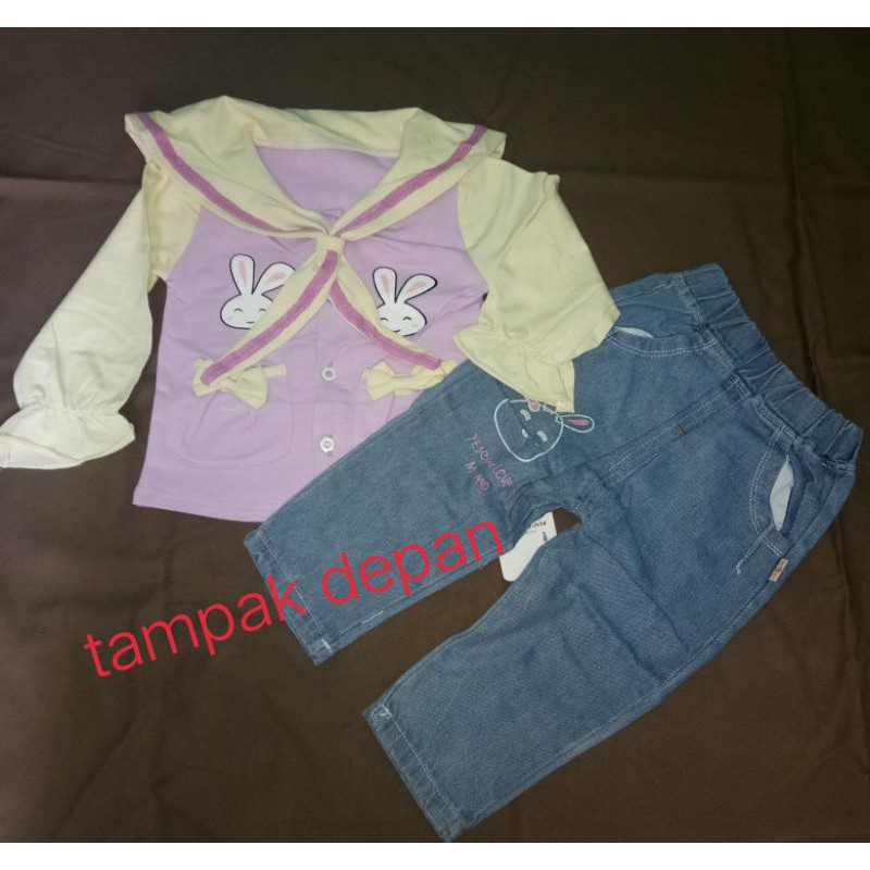 setelan two rabbit, baju anak impor murah dan berkualitas