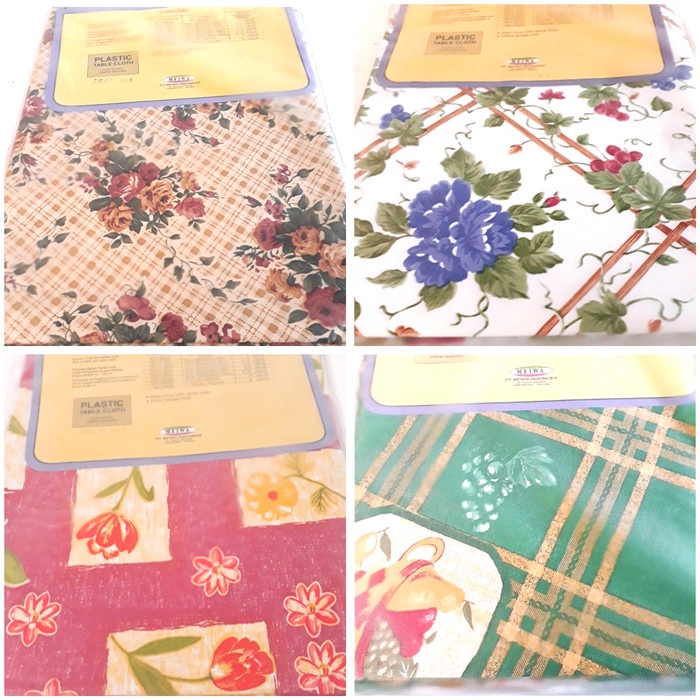 Taplak Meja Makan Plastik Oval Motif Kursi 6 Meiwa