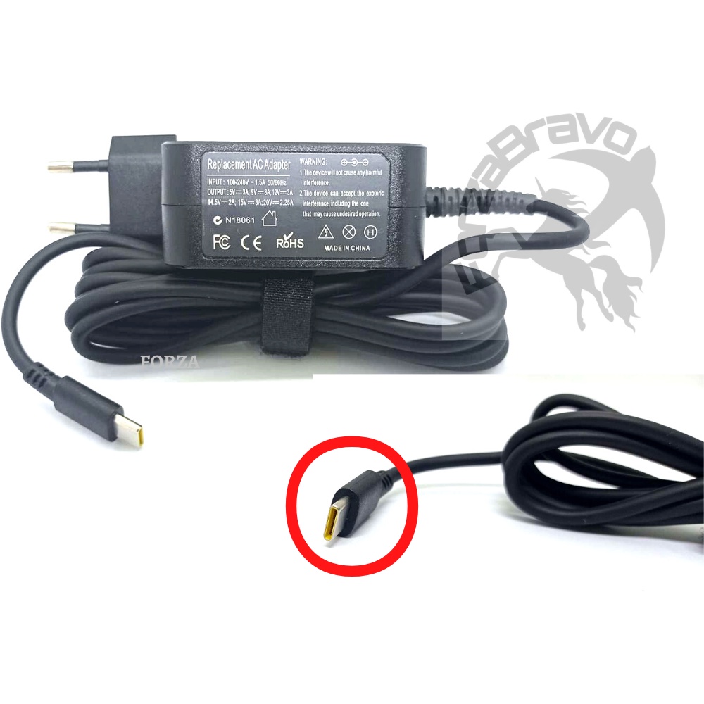 TOSHIBA AC Adapter Laptop Portege X30 X30-D X30-E1320 / 20V 2.25A (TYPE C) 45 Watt - NEW