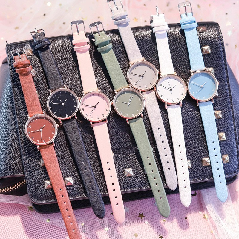 ✅COD Jam Tangan Gaya Korea Strap Kulit Polos Analog