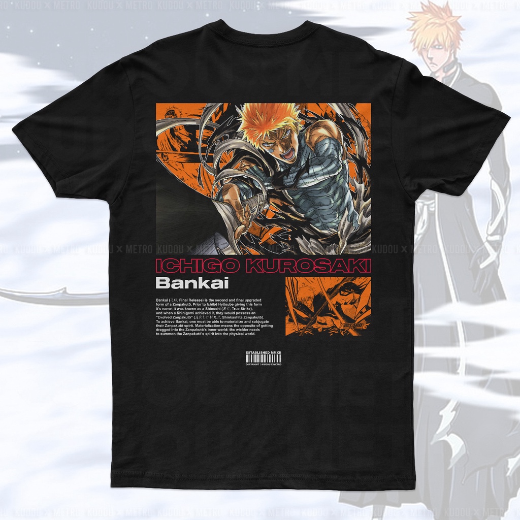 Kaos Ichigo Bankai Anime Manga Bleach Premium Unisex