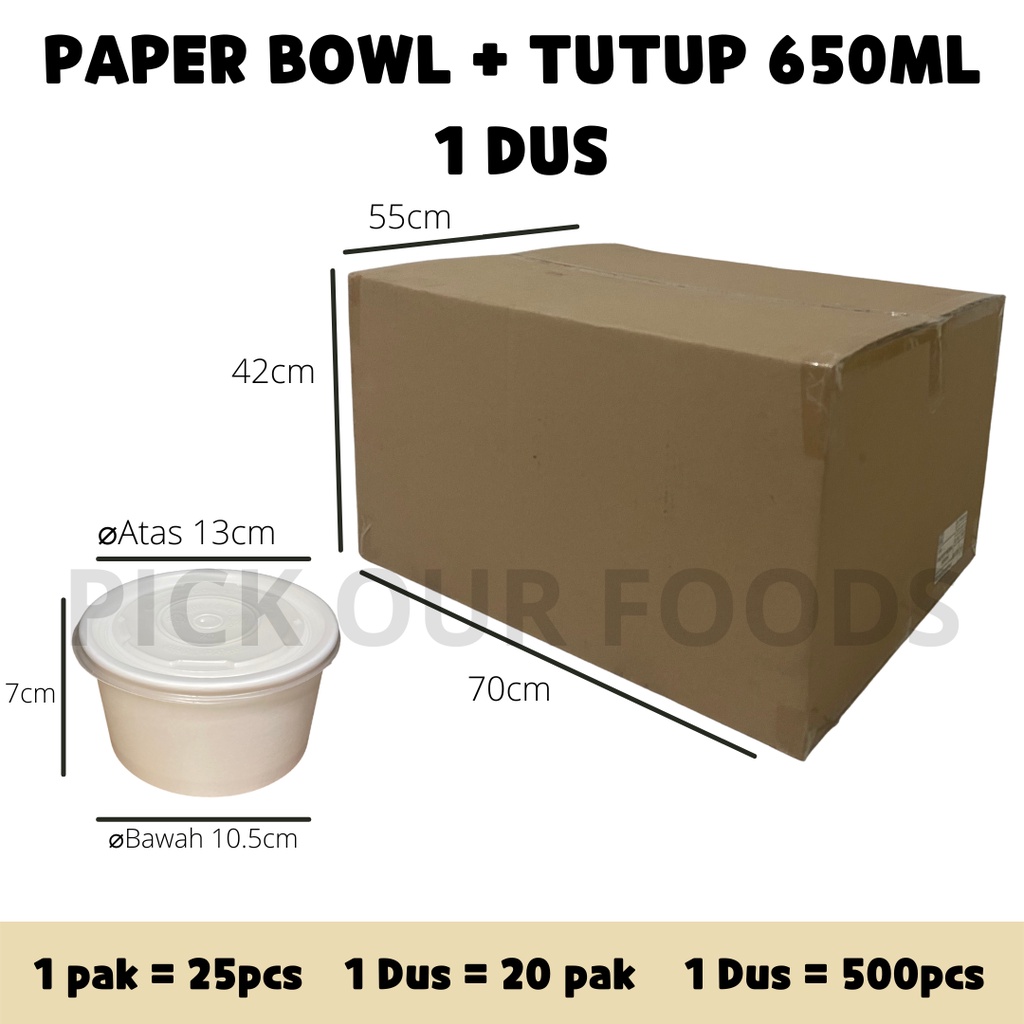 1 DUS PAPER BOWL 650ML / PAPER BOWL 800ML | RICE BOWL 600 ML / PAPER CUP 800 ML