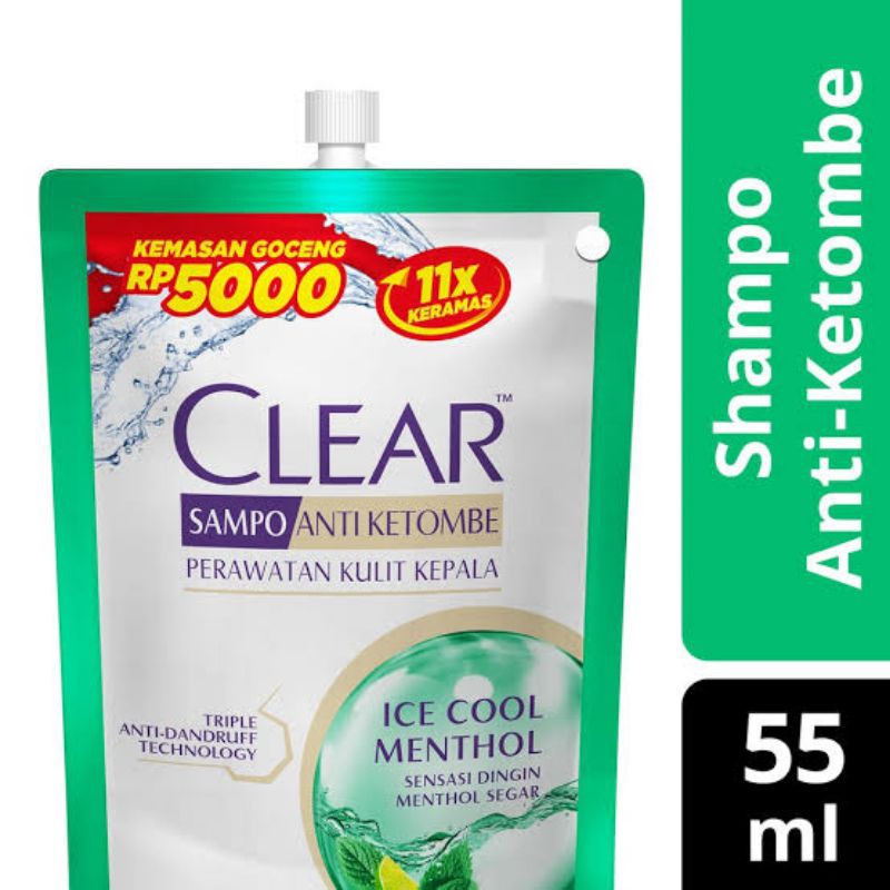 Shampoo clear pouch 55ml hijau / biru