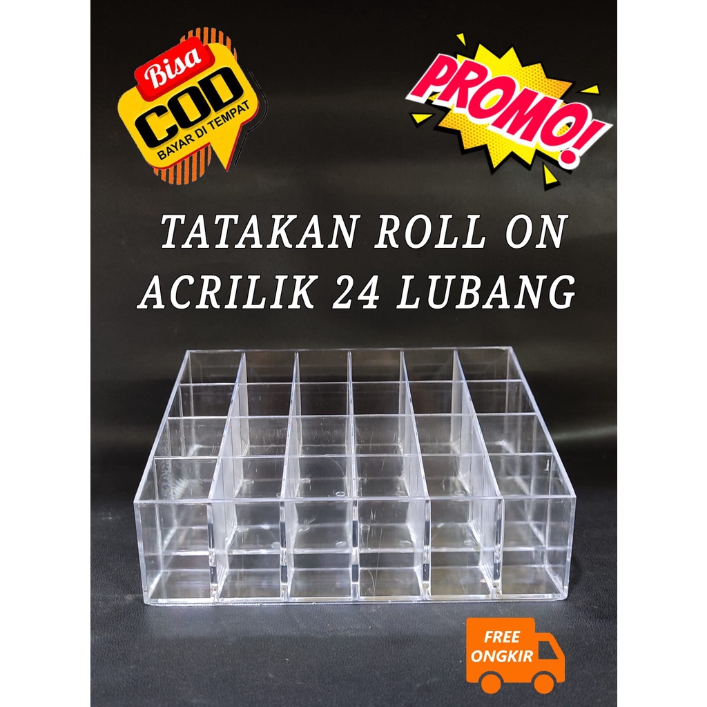 TATAKAN AKRILIK TINGKAT ROLL ON ACRILIC 24 LUBANG. PAJANGAN BOTOL ROLL ON. TATAKAN PARFUM HARGA PERPCS