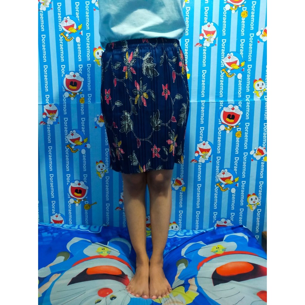 ROK PLISKET PENDEK / ROK KEBAYA BAWAHAN KEBAYA / MOTF RAMBAT NAVY