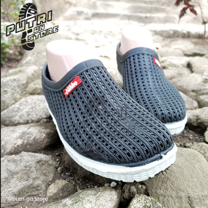 Sepatu kerja berkendara Karet Slip On cowok pria anti air awet tahan lama NIKKO 8152