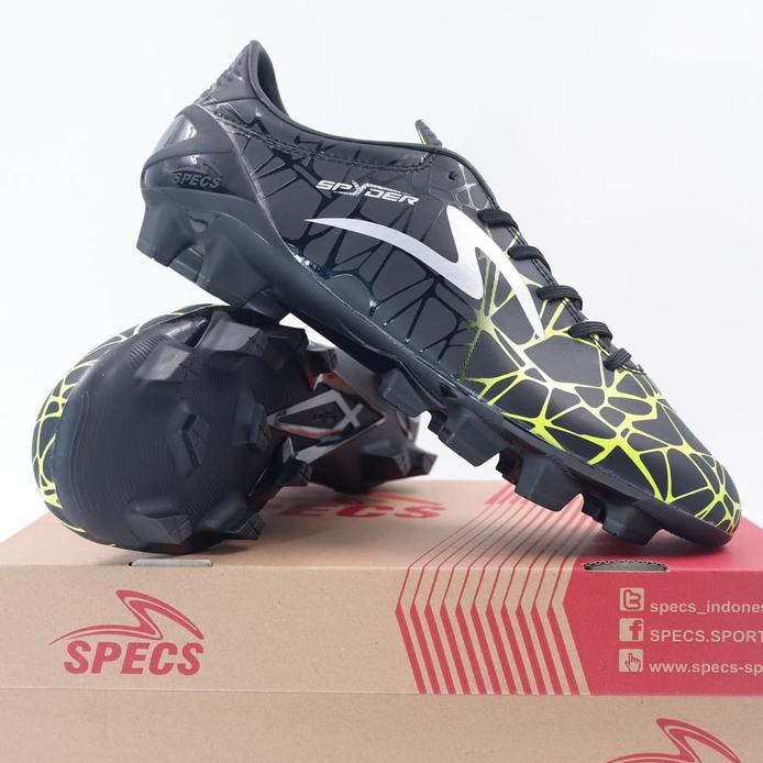 Bhanu Sepatu Bola Specs Accelerator Spyder 19 FG Black Yellow 100942 Ori