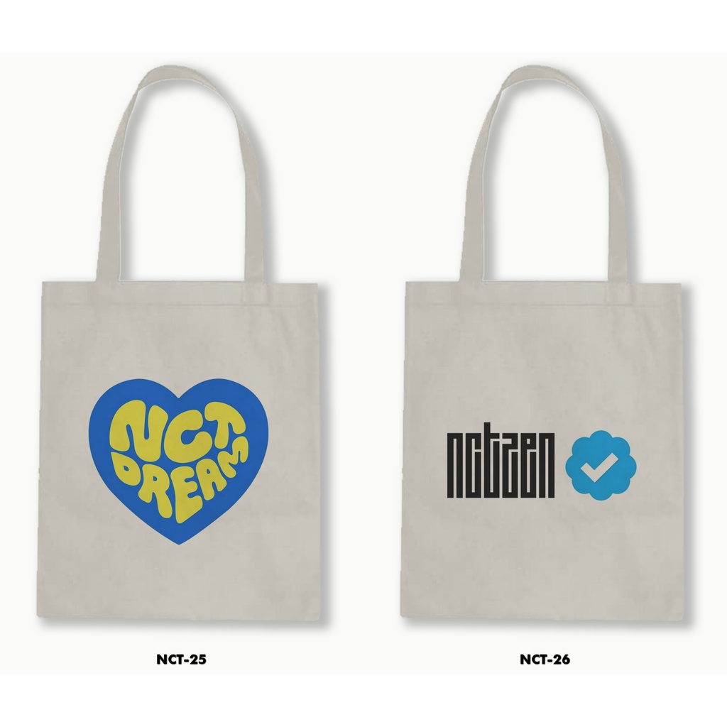 Tas Tote Bag Resleting Kanvas/Blacu  - Nct / Kpop 02