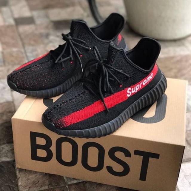 ADIDAS Yeezy Boost V2 SPLY 350 Supreme Black Red High Premium Original