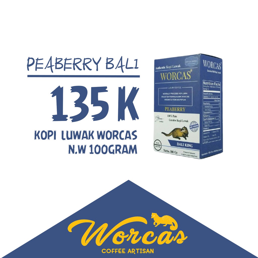 

Kopi Luwak WORCAS " Peaberry Bali " 100gr - Small Box