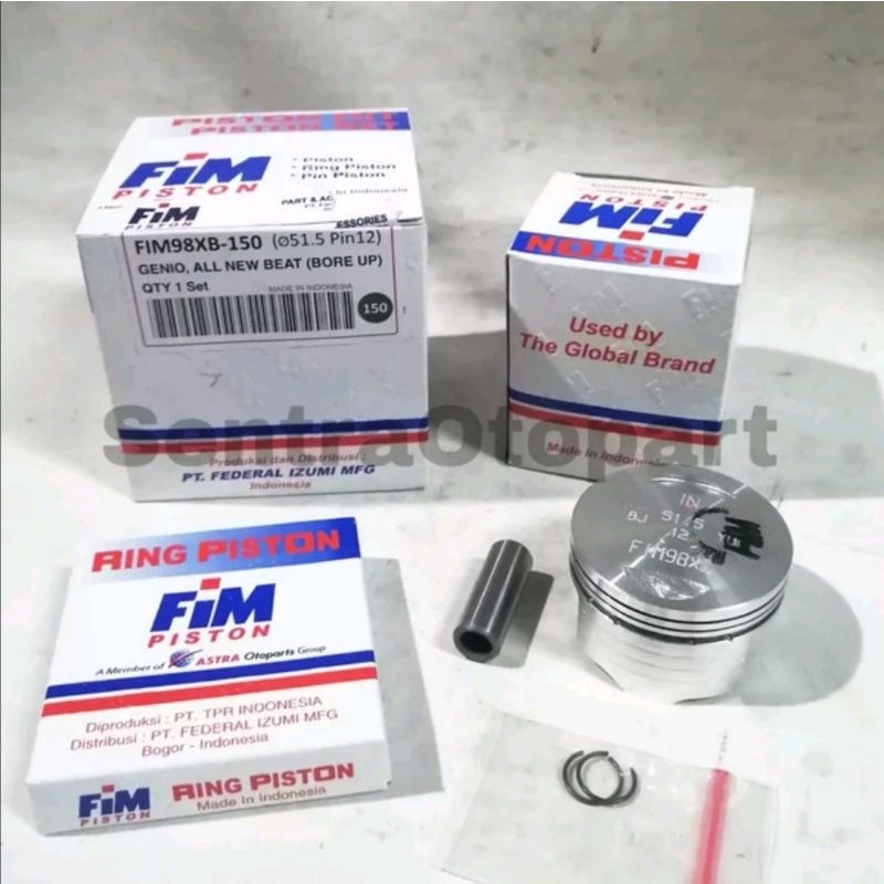 Piston seher kit bore up beat fi led genio tipe xb oversize 150 fim