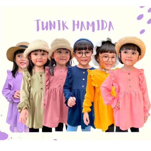 Smilee Tunik Hamida 1-5 Tahun Atasan / Atasan Lengan Panjang Lebaran / Pakaian Muslim CBKS S23